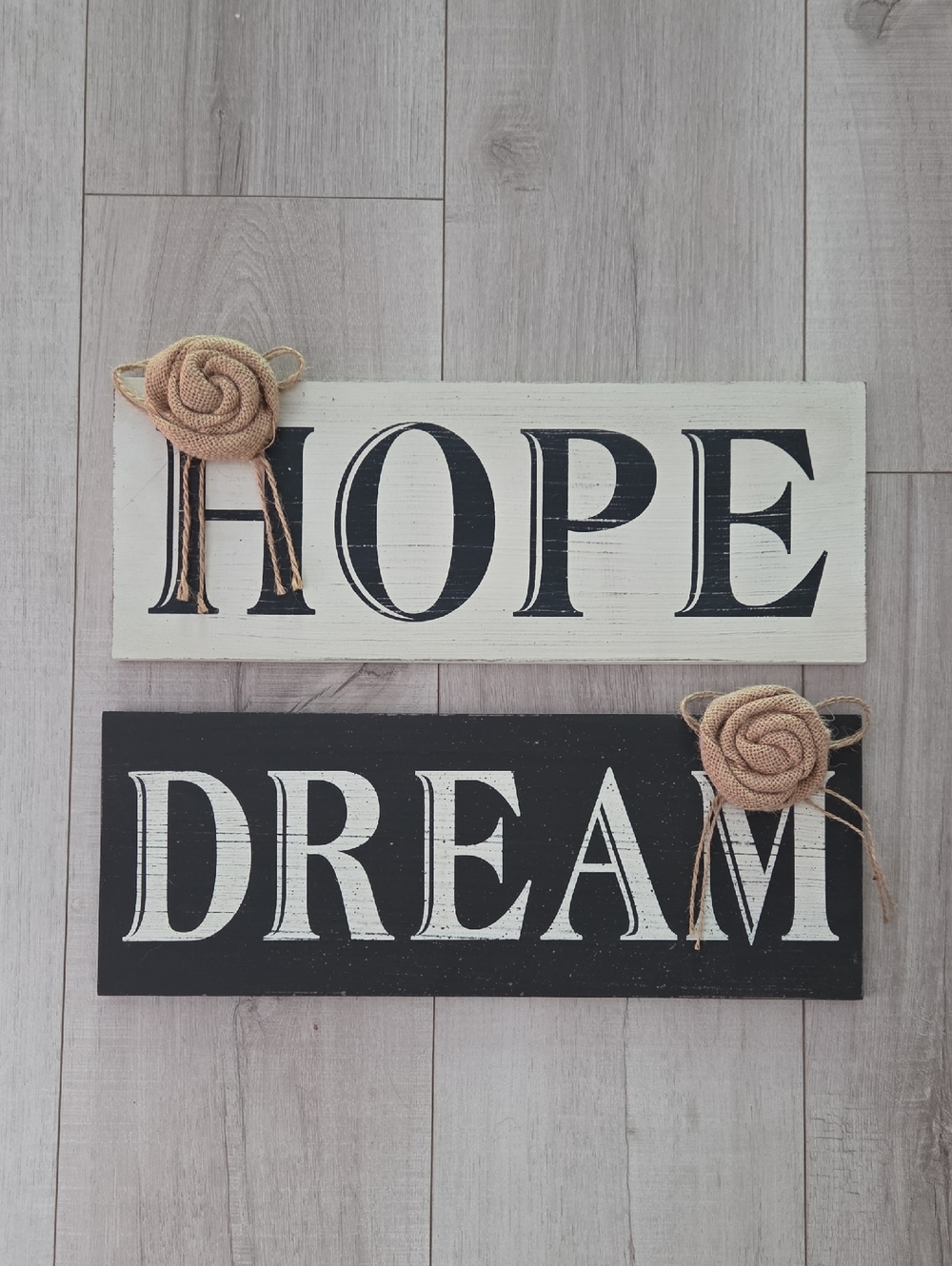 Hope & Dream Wall Signs - Black and White Rustic Home Decor